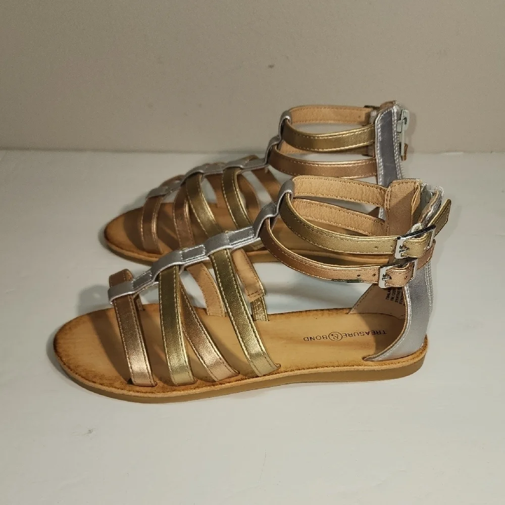 Treasure & Bond Women's Gold and Silver Strappy Sandals